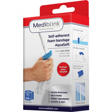 Mediblink Self-Adherent Water Resistant Bandage AquaSoft M141 - Blue