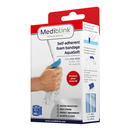 MEDIBLINK Self-Adherent Water Resistant Bandage AquaSoft M141 - Blue